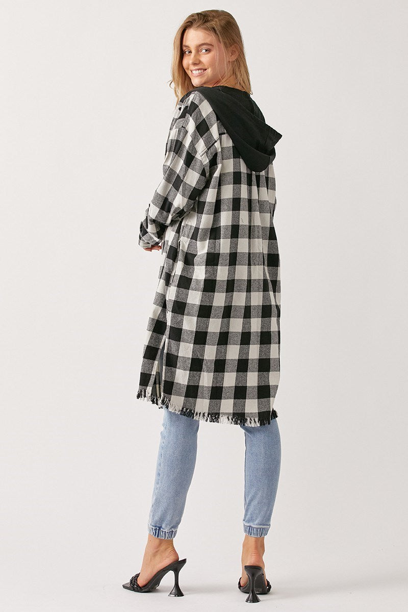 FLANNEL SHIRT JACKET WITH HOODIE