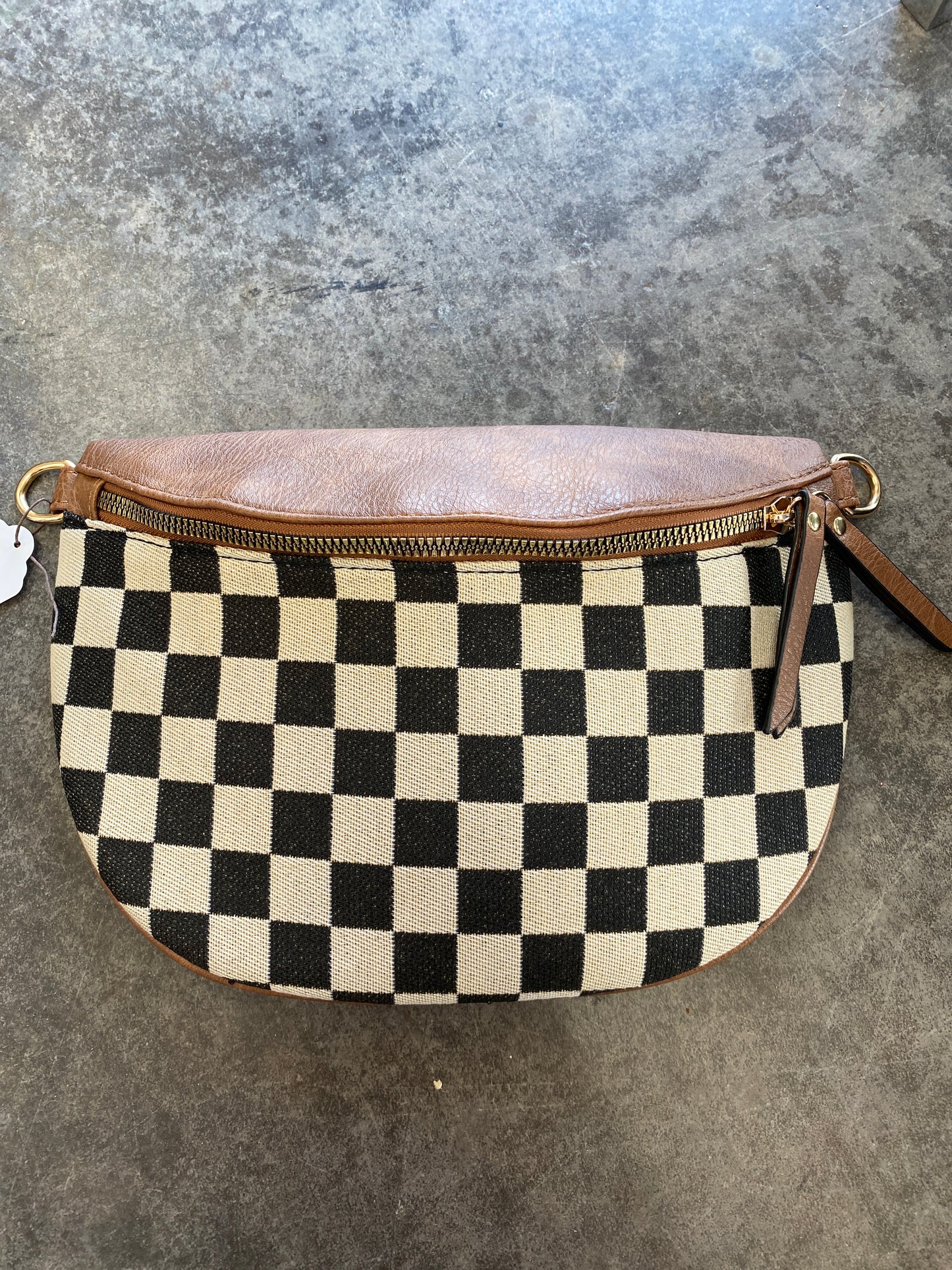 Brown Checkered Fanny Pack