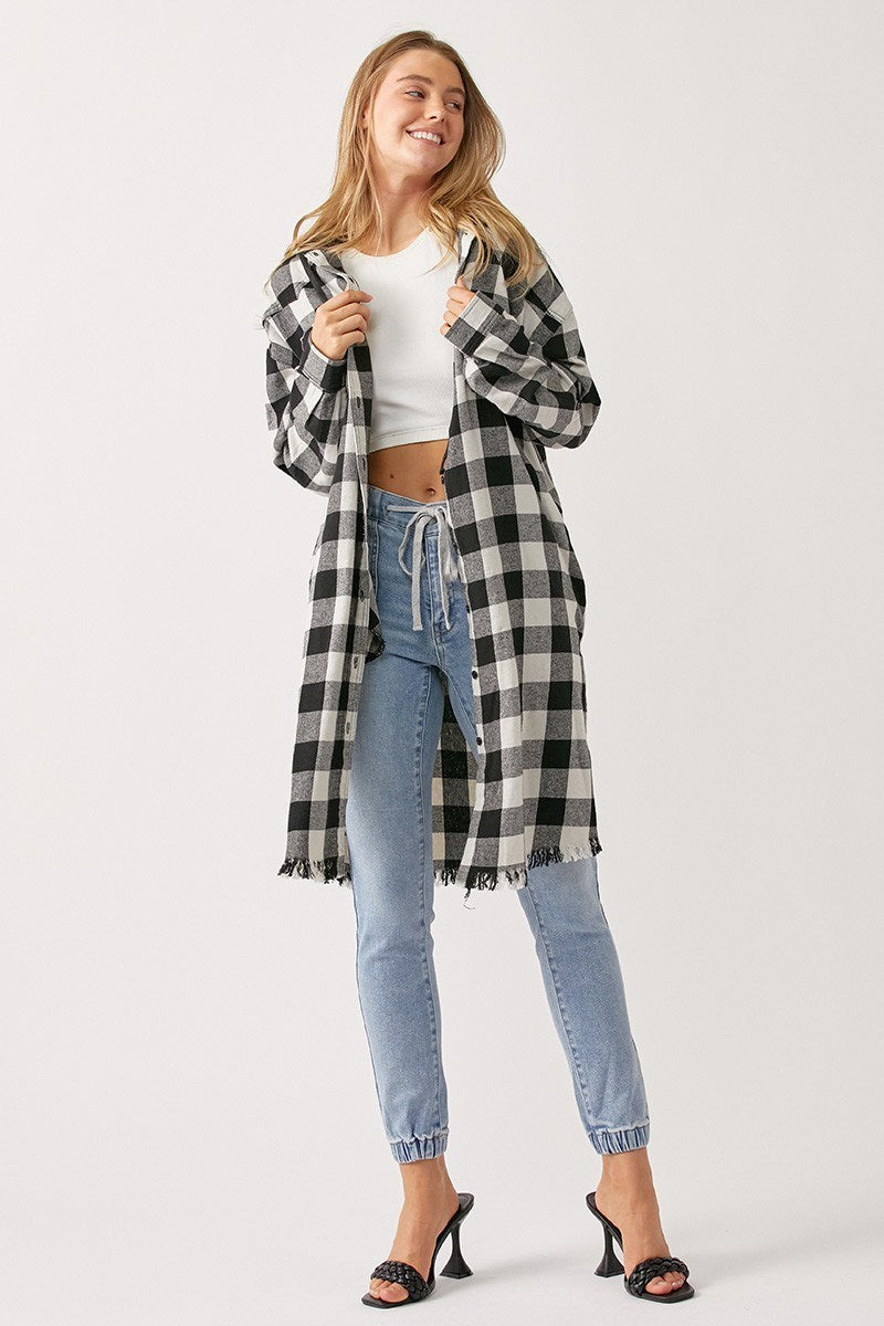 FLANNEL SHIRT JACKET WITH HOODIE