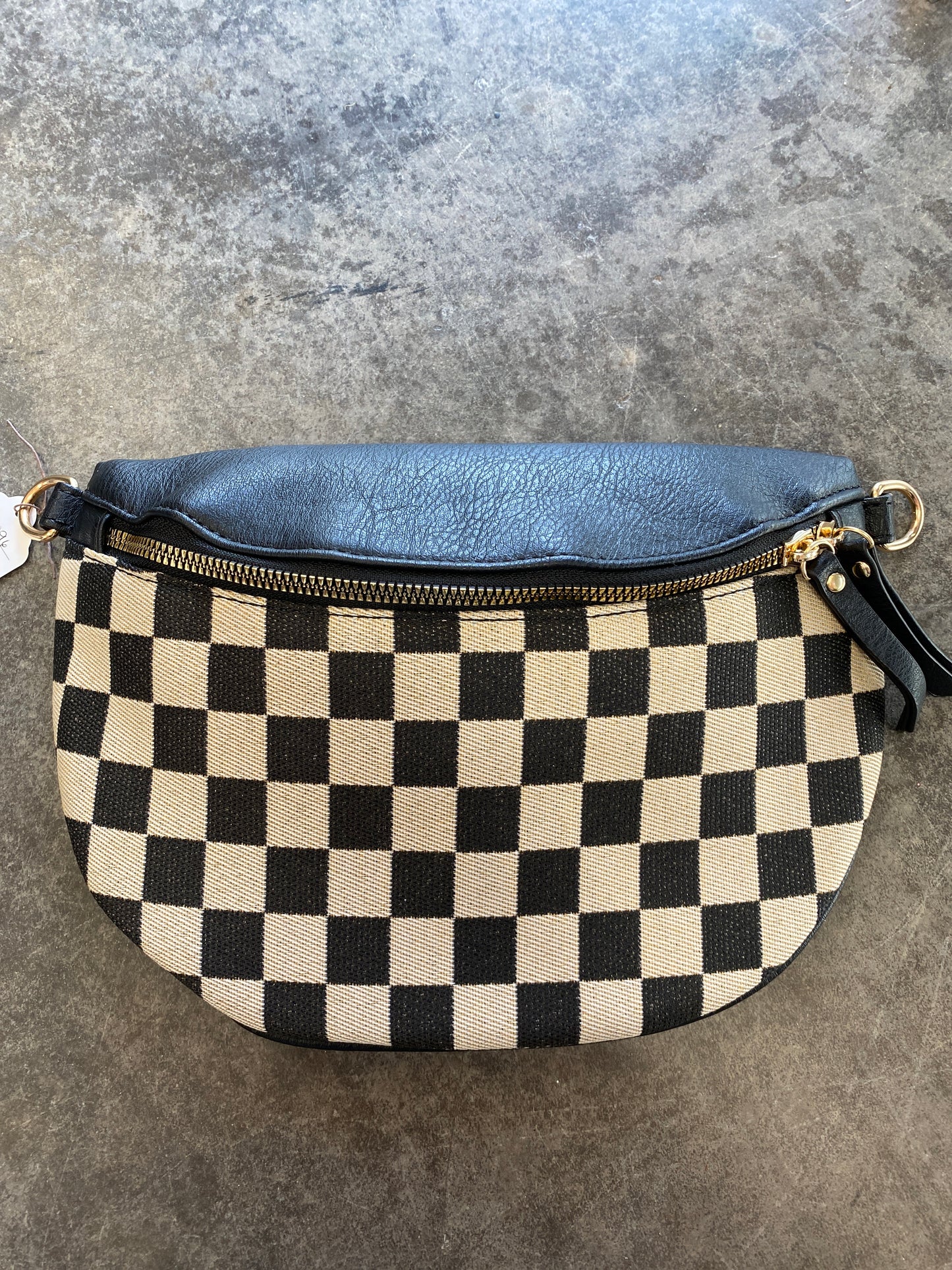 Black and White Checkered Fanny Pack