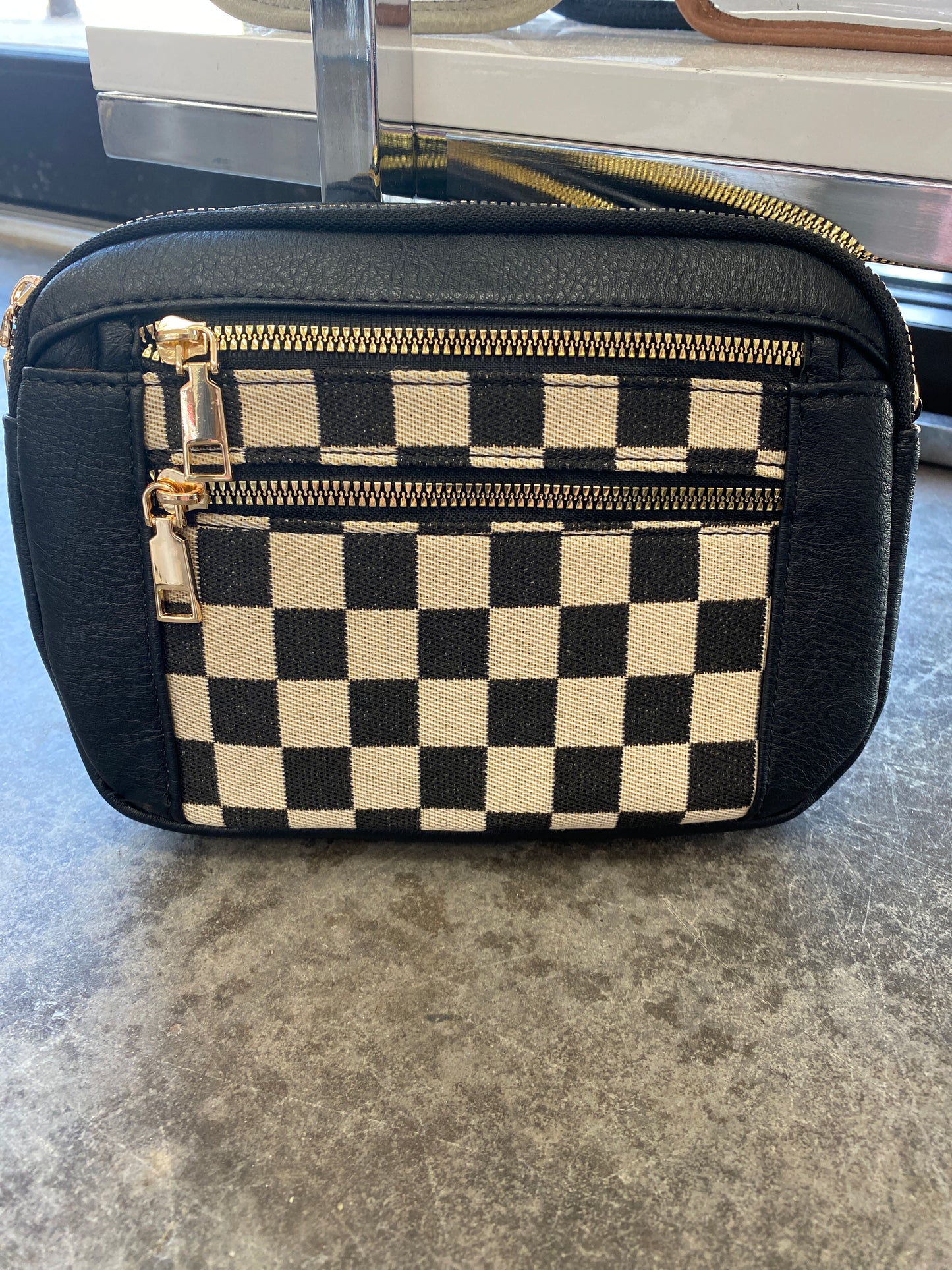Black and White Checkered Purse