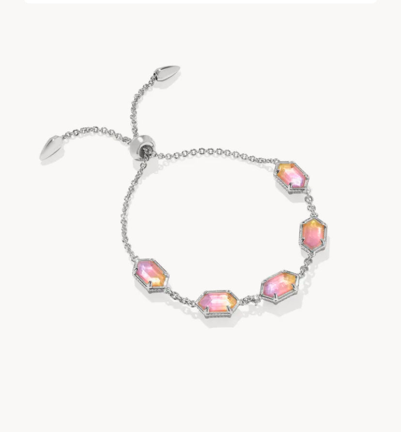 Hallie Delicate Chain Bracelet Rhod Sunrise Watercolor Illusion
