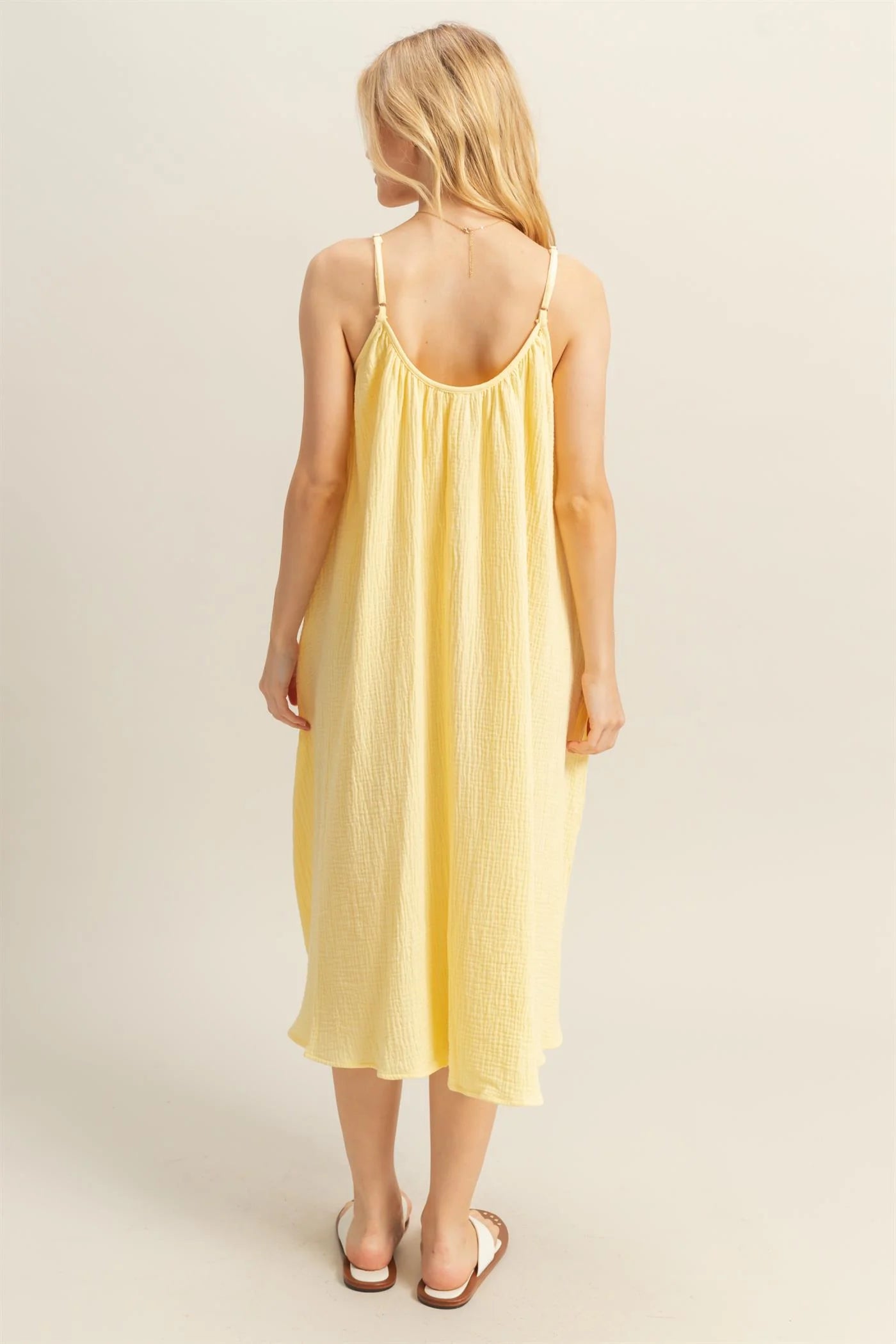 Shirring Neckline Sleeveless Flowy Dress