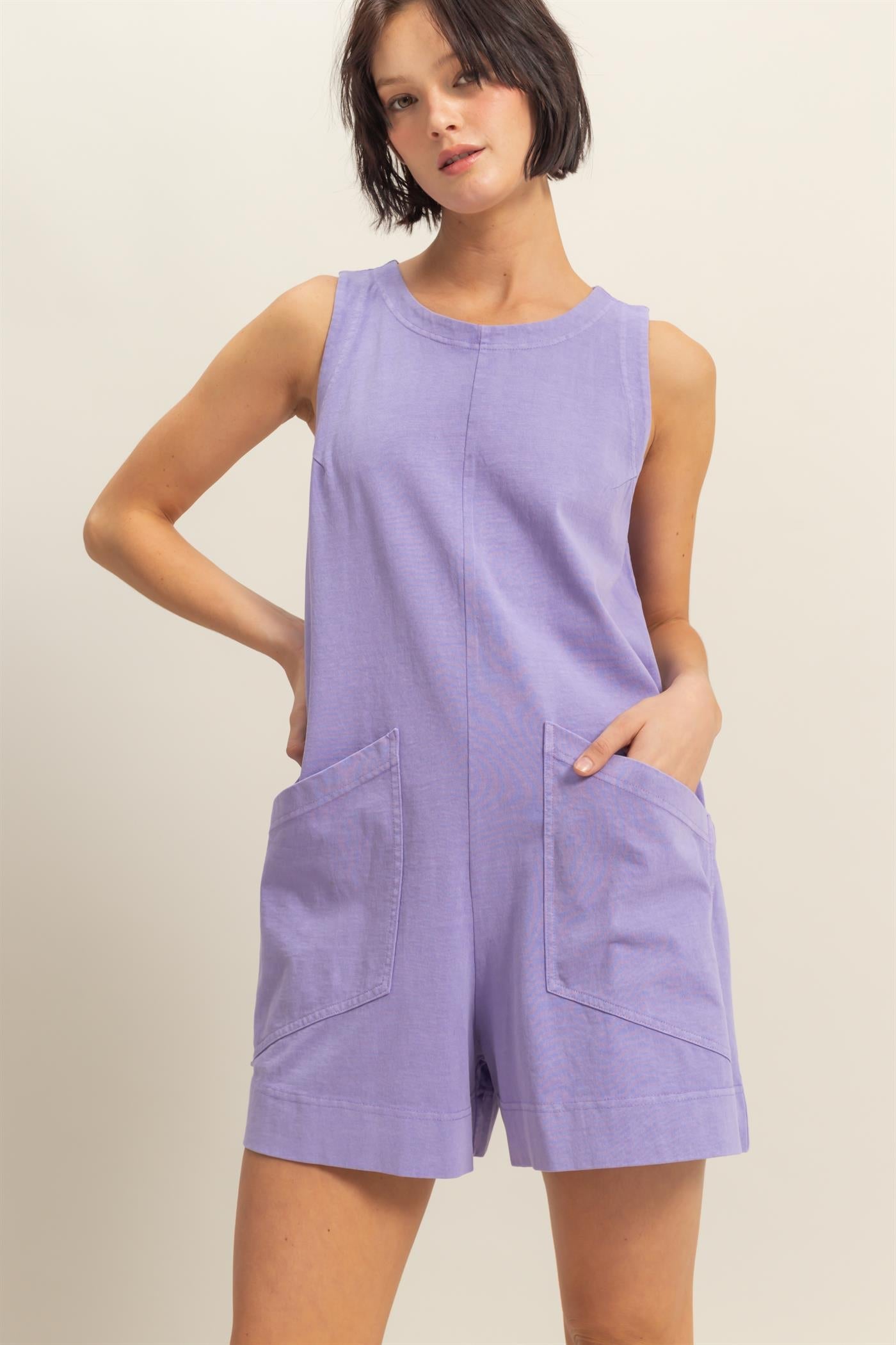 Pocket Detail Sleeveless Comfy Romper