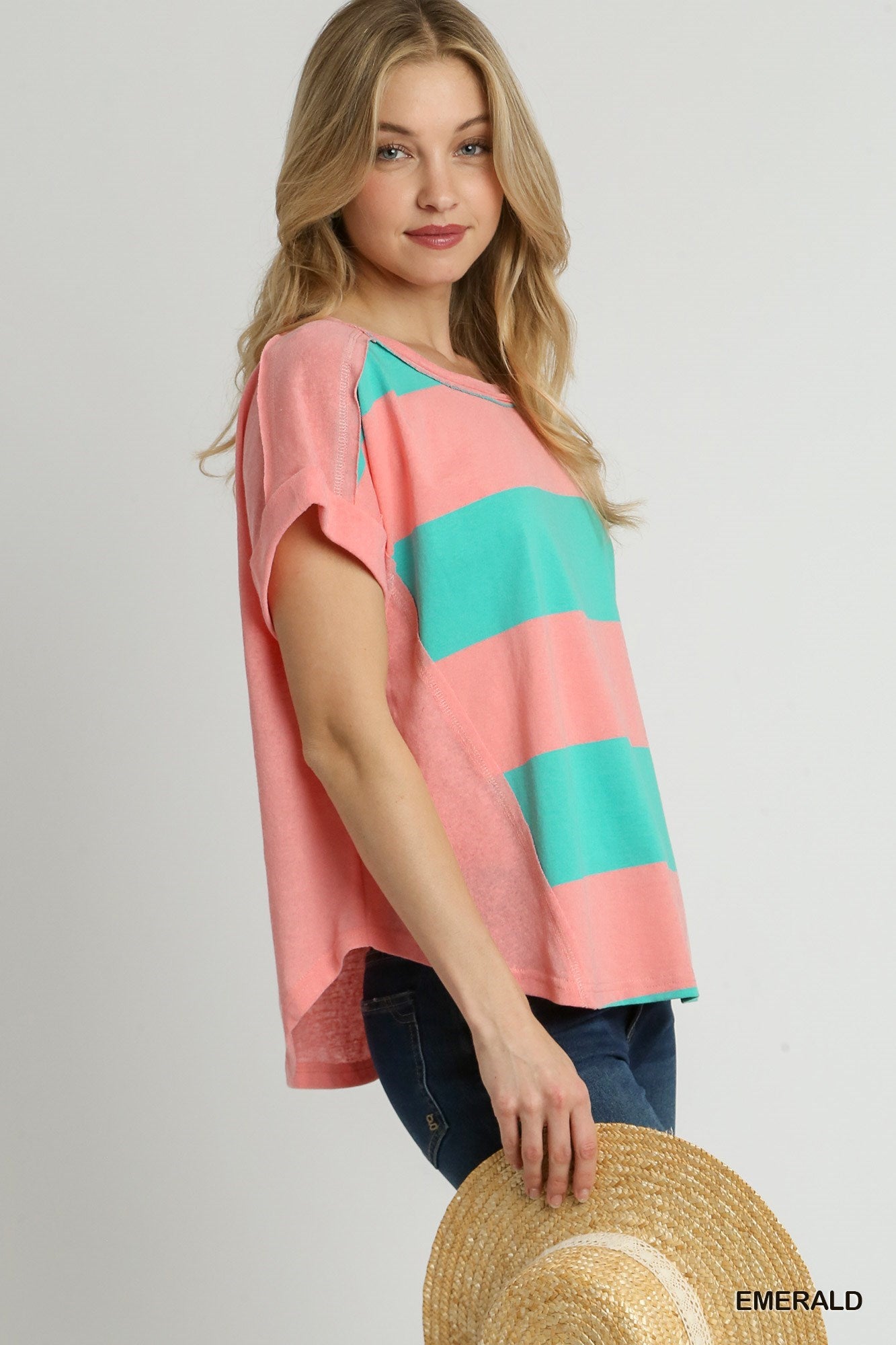 Color block round neck top