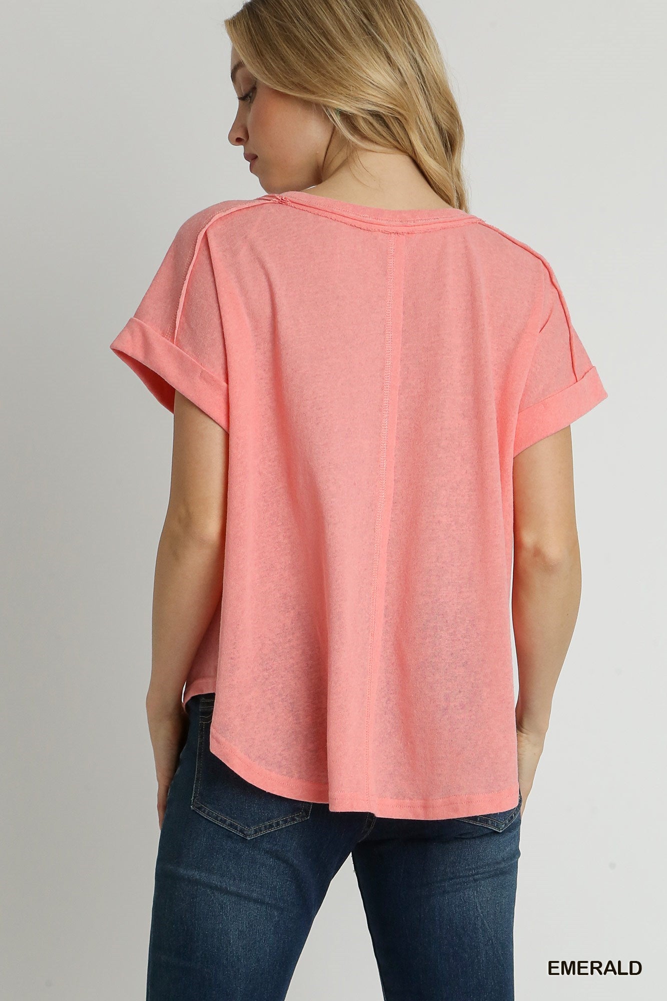 Color block round neck top