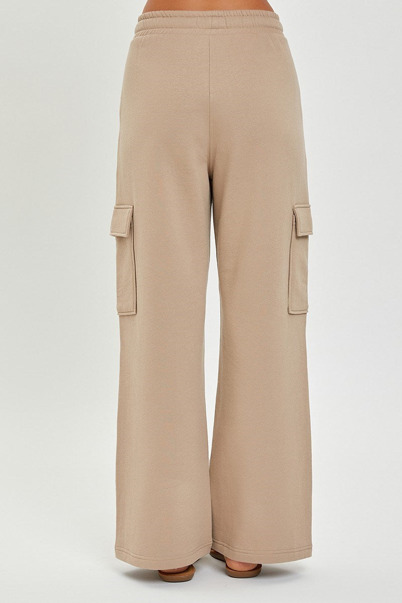 HIGH RISE SIDE POCKET RELAXED WIDE LEG PANTS