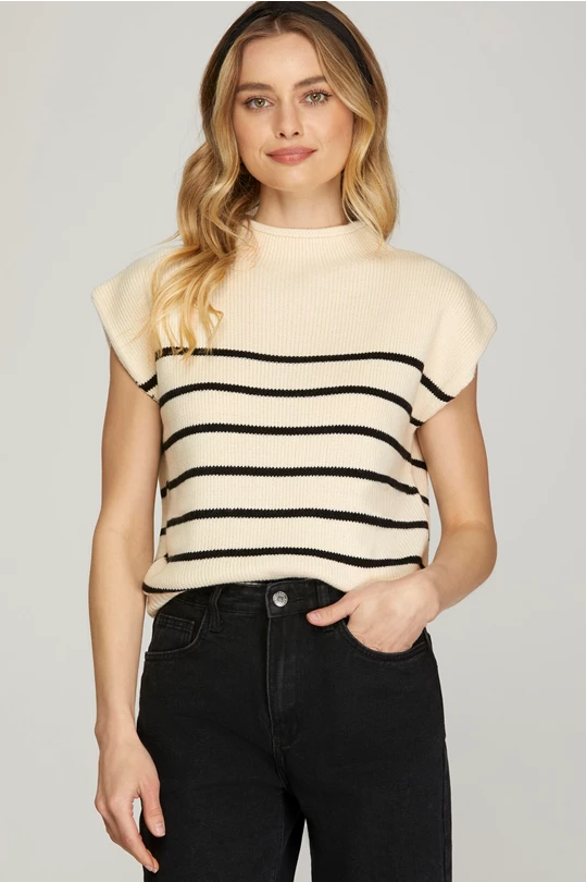 Mock Neck Sweater in Cream