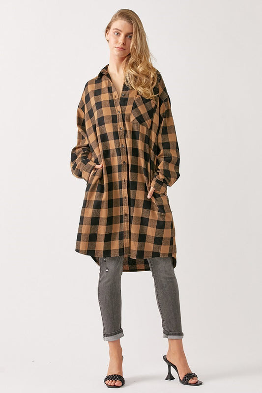 BUFFALO PLAID LONG SHIRT JACKET