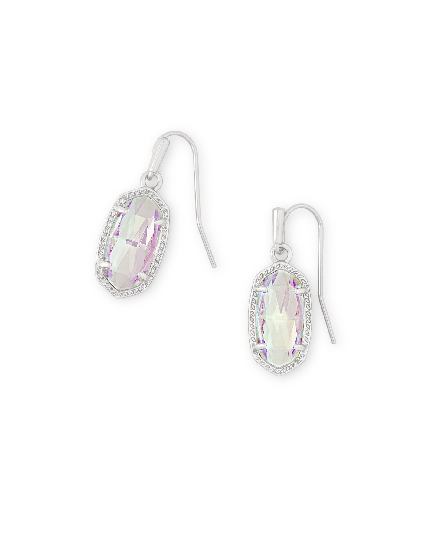 LEE DROP EARRINGS RHODIUM DICHROIC GLASS