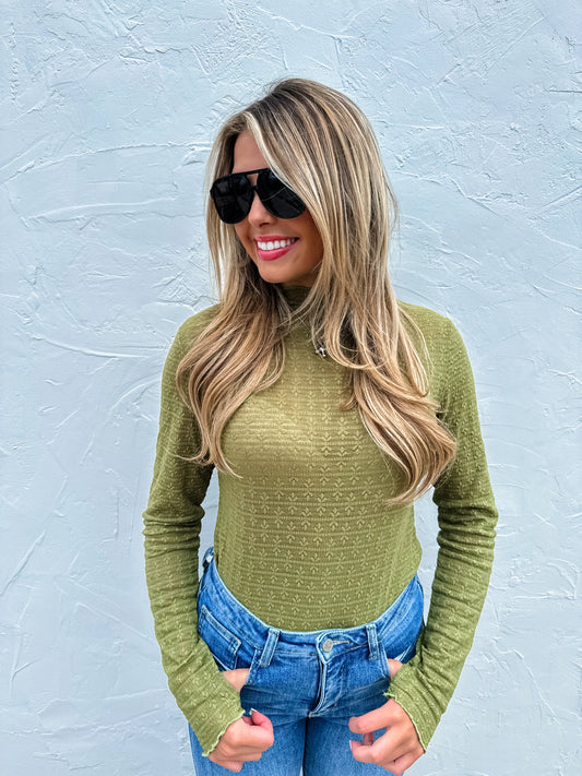 Olive Green Lace Top