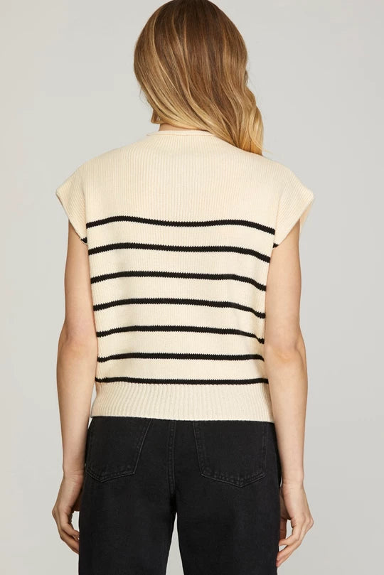 Mock Neck Sweater in Cream