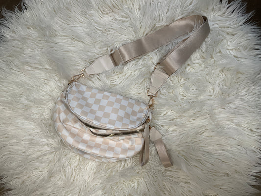 Khaki checkered bum bag