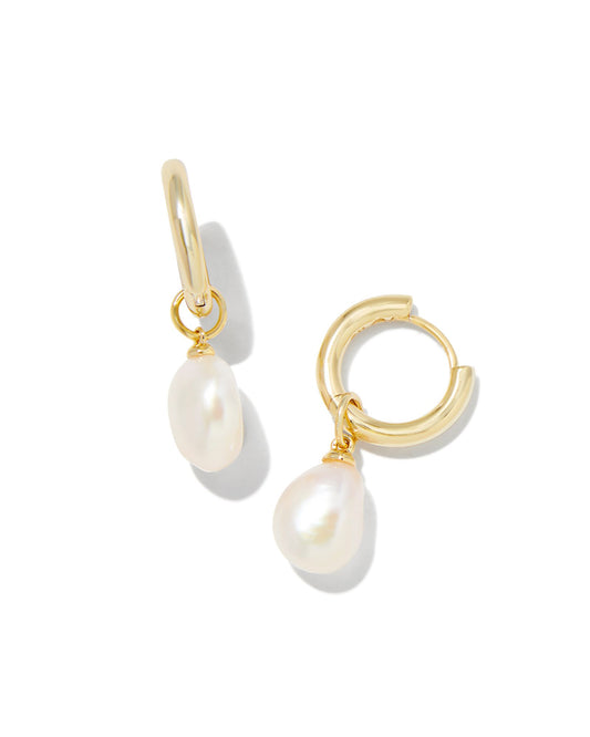 WILLA PEARL HUGGIE EARRINGS GOLD WHITE PEARL