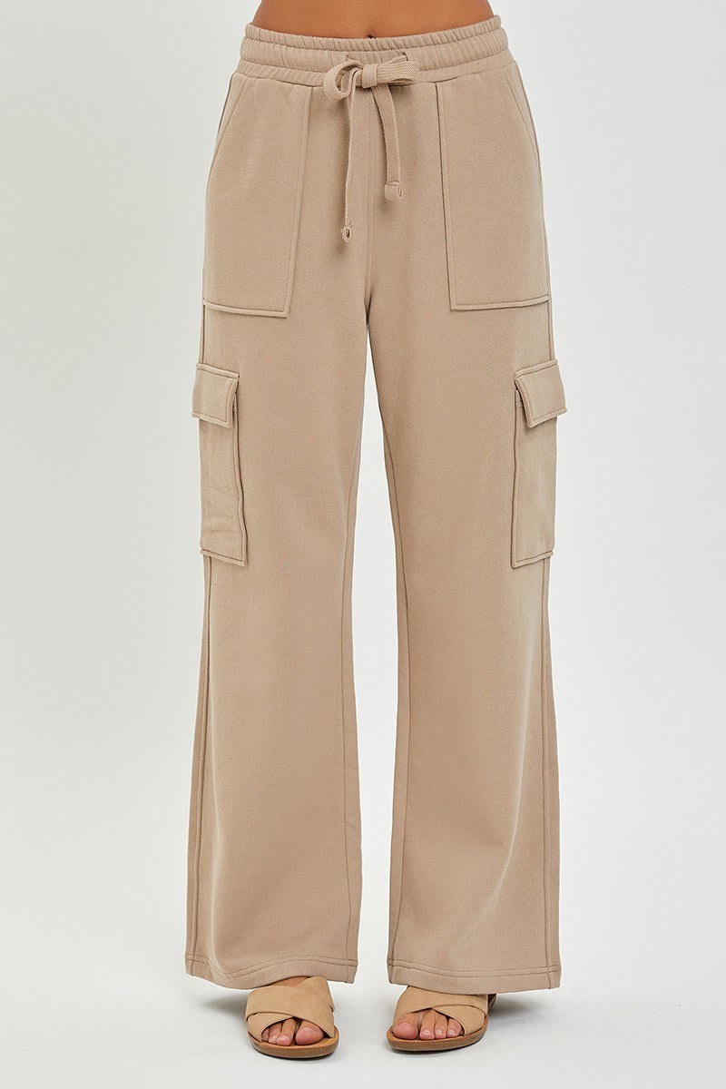 HIGH RISE SIDE POCKET RELAXED WIDE LEG PANTS