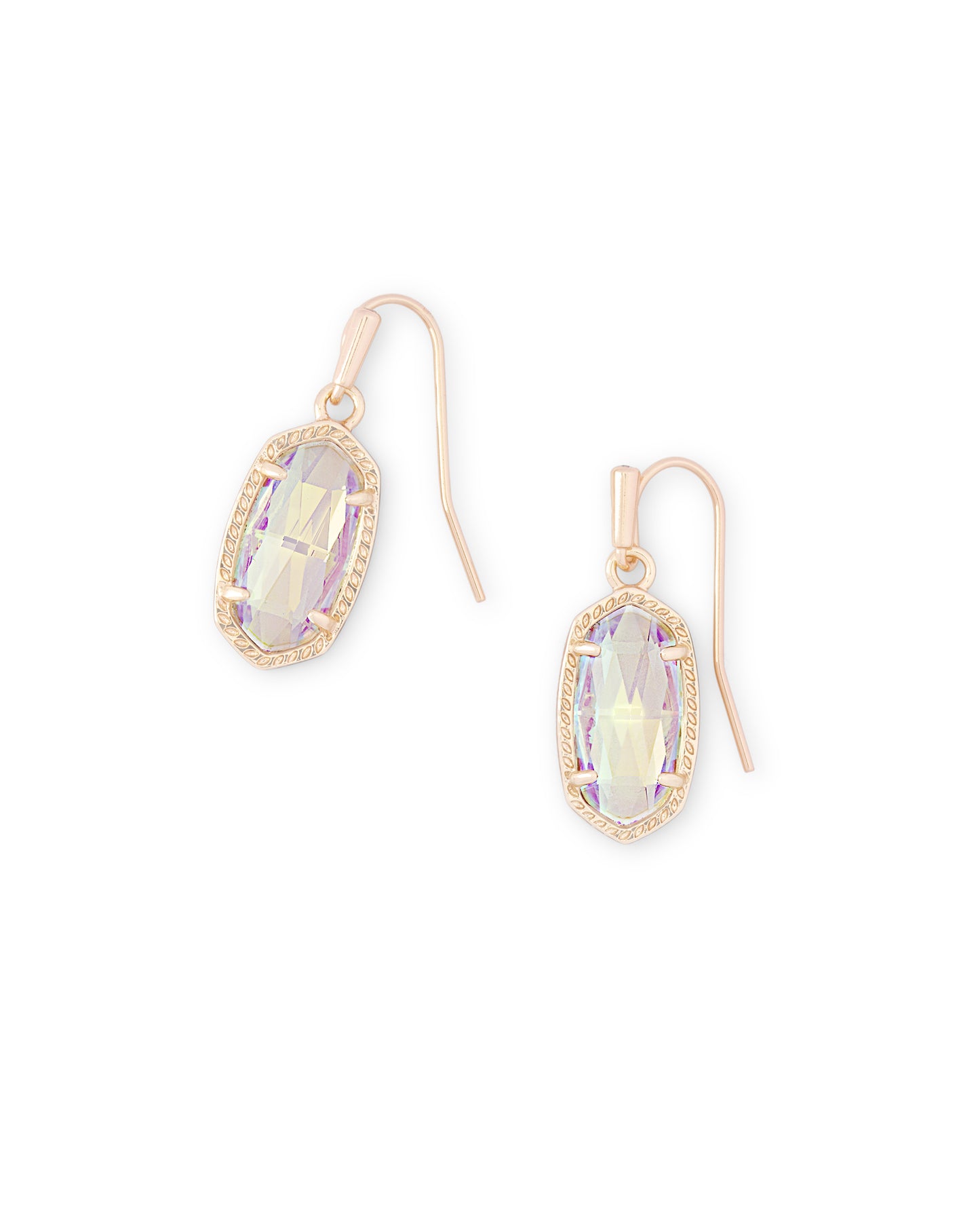 LEE DROP EARRINGS ROSE GOLD DICHROIC GLASS