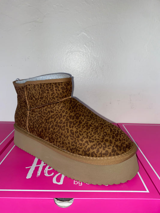 Brown Leopard Platform Mini Booties