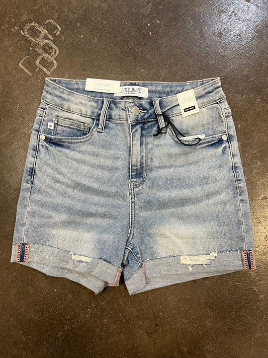 Light Washed Judy Blue Jean Shorts with Cuff