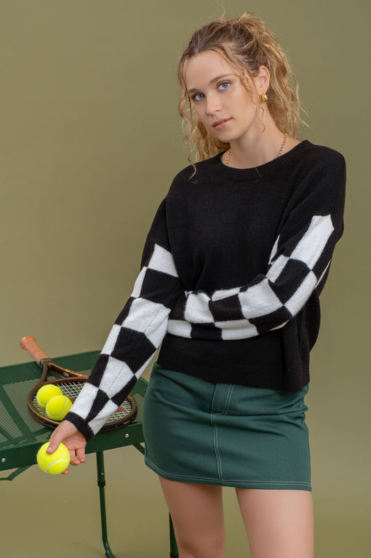 Checkered Long Sleeve Sweater