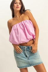 Bubble Strapless Top in Pink