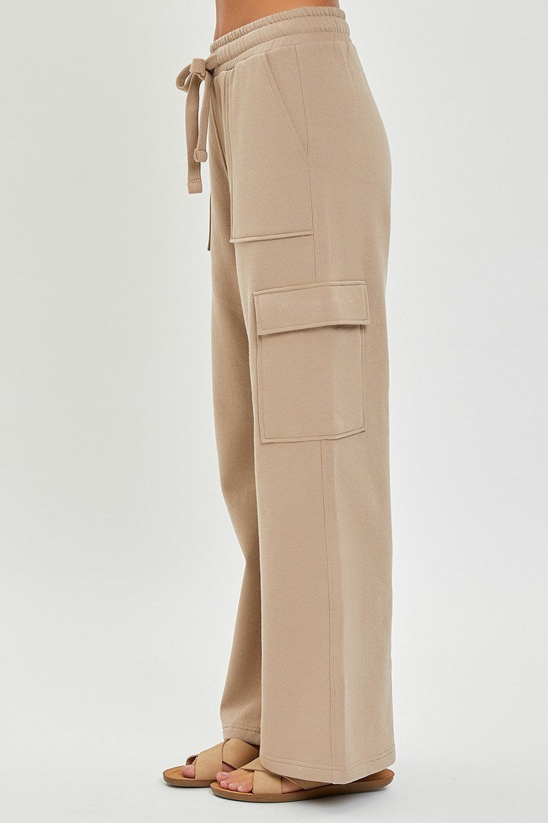 HIGH RISE SIDE POCKET RELAXED WIDE LEG PANTS