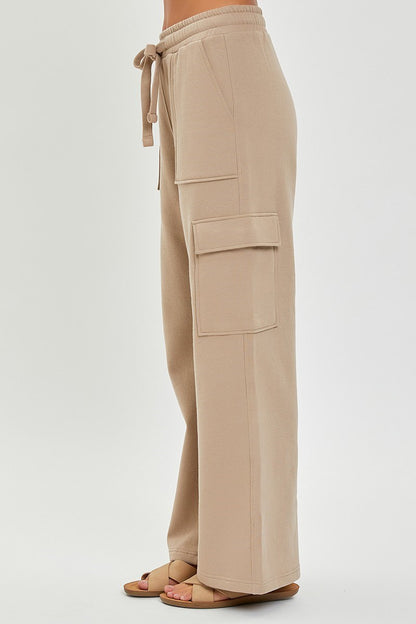 HIGH RISE SIDE POCKET RELAXED WIDE LEG PANTS