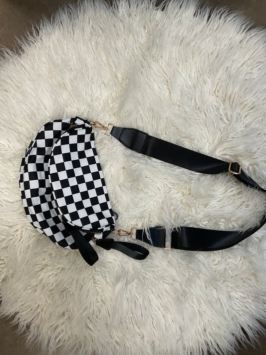 Black and white checkered bum bag