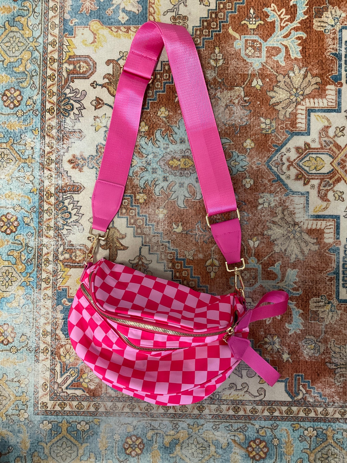 Pink checkered purse