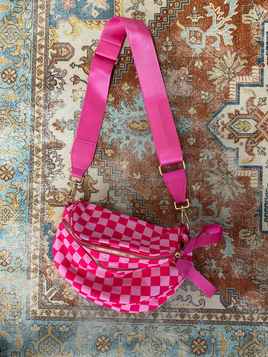 Pink checkered purse