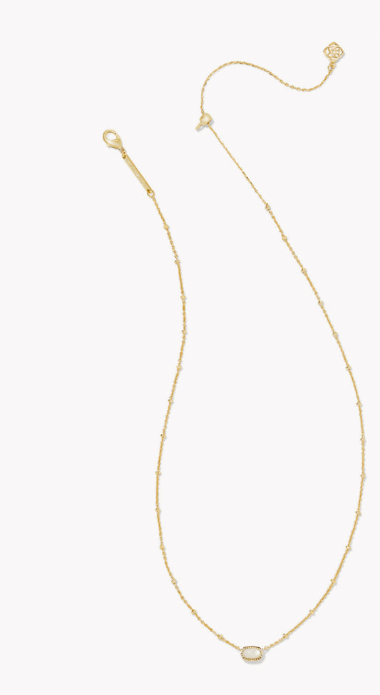 Mini Elisa Gold Satellite Short Pendant Necklace in Ivory