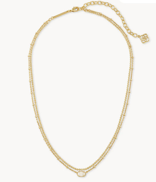 Emilie Gold Multi Strand Necklace in Iridescent Drusy