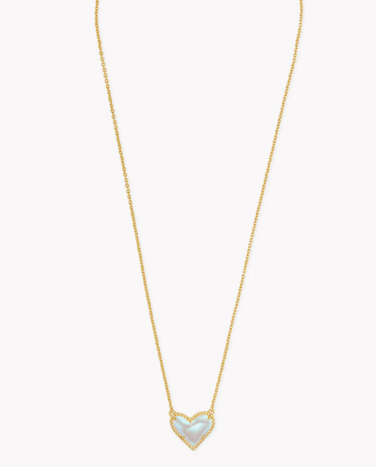Ari Heart Gold Pendant Necklace in Dichroic Glass