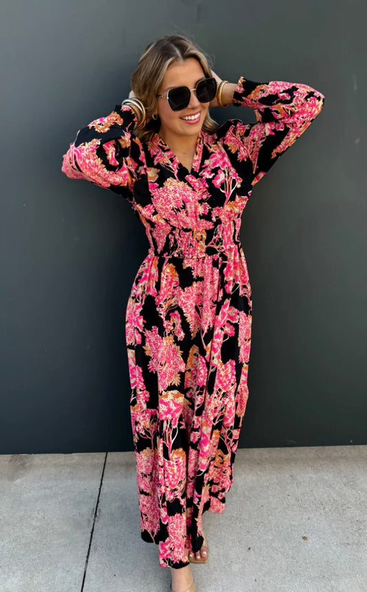 Pink and Black Maxi Dress