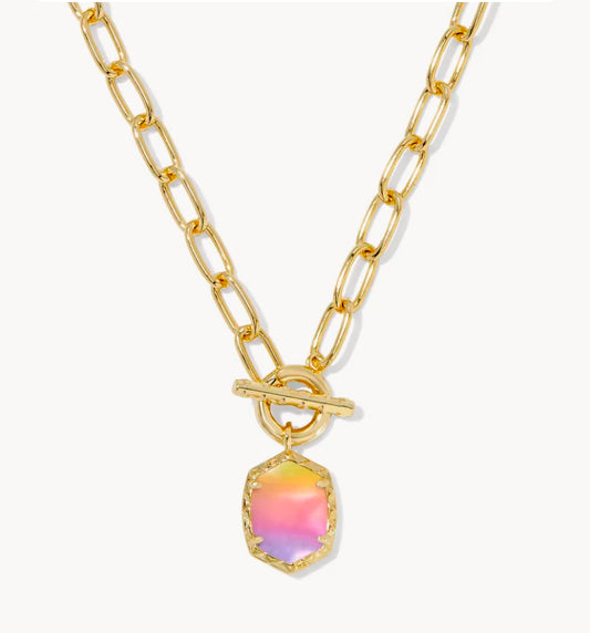 Daphne Link Chain Necklace Gold Sunrise Watercolor Illusion