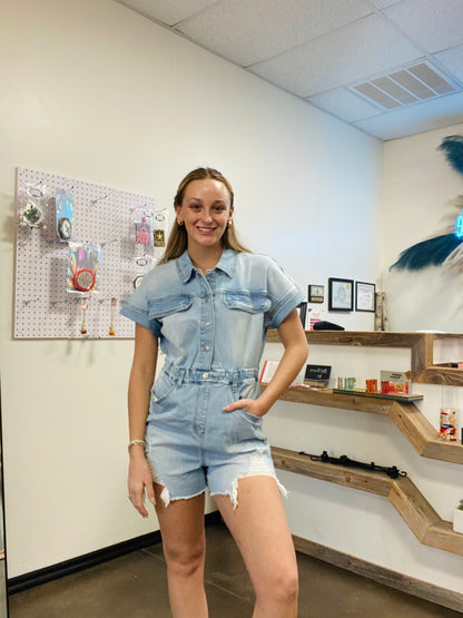 Blue Denim Romper