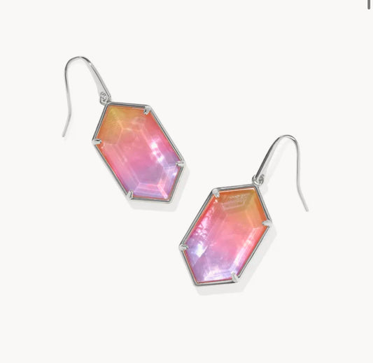 Hallie Drop Earrings Rhod Sunrise Watercolor Illusion