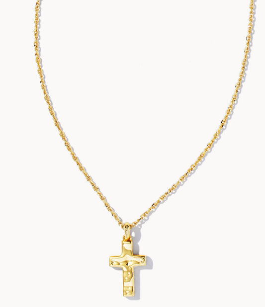 CROSS PENDANT NECKLACE GOLD METAL