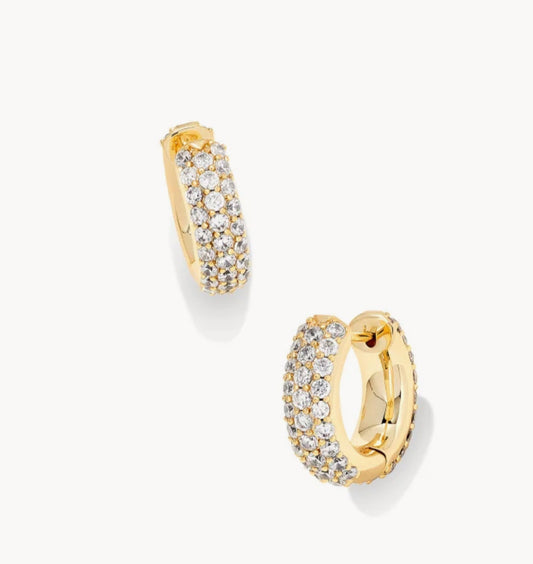 Mikki Pave Huggie Earrings in Gold