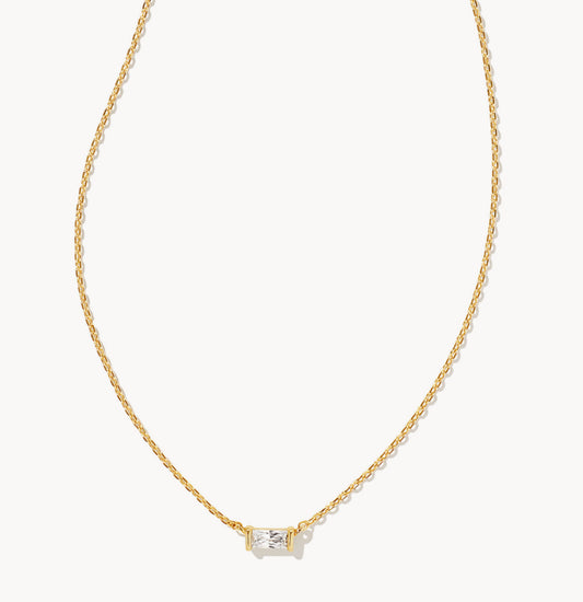 Juliette Gold Pendant Necklace in White CZ