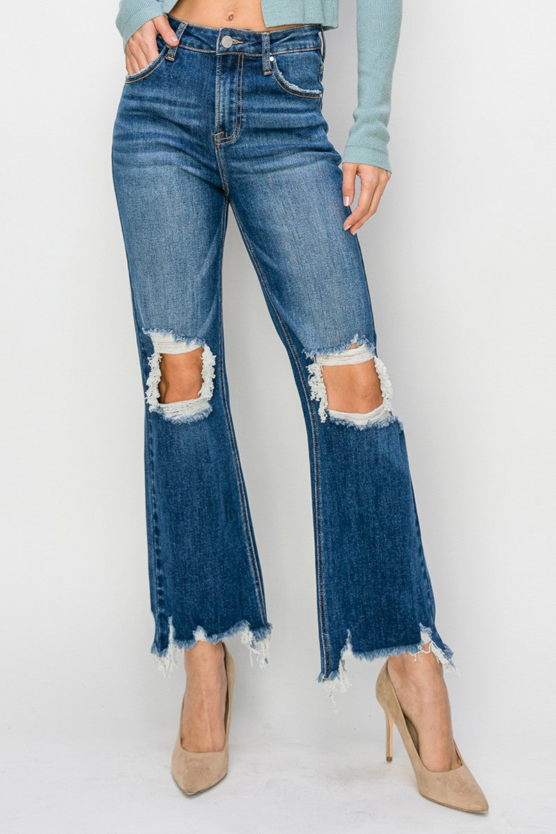 Risen High Rise Straight Crop Jeans