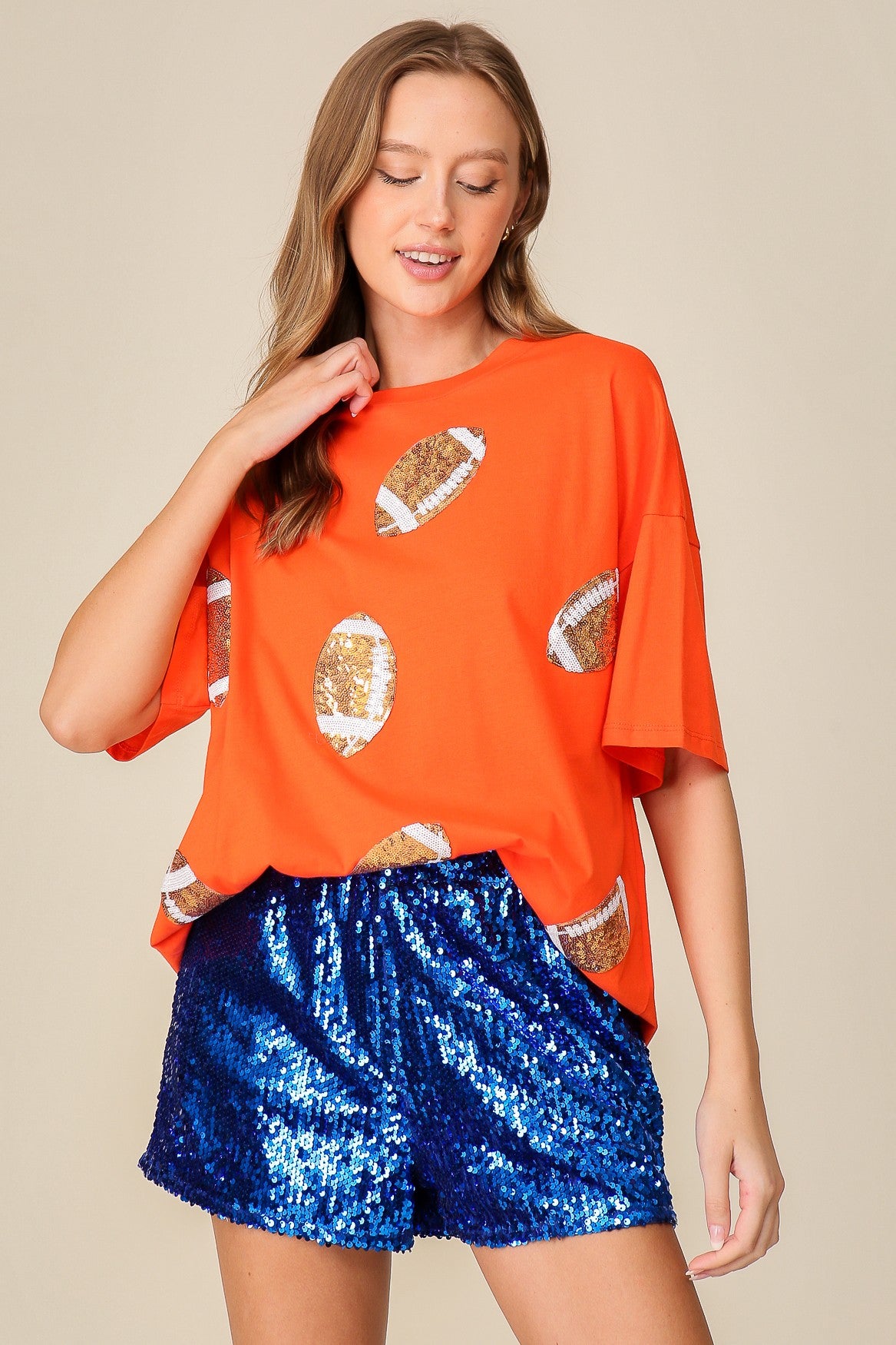 Game day dazzling football t-shirt in Orange