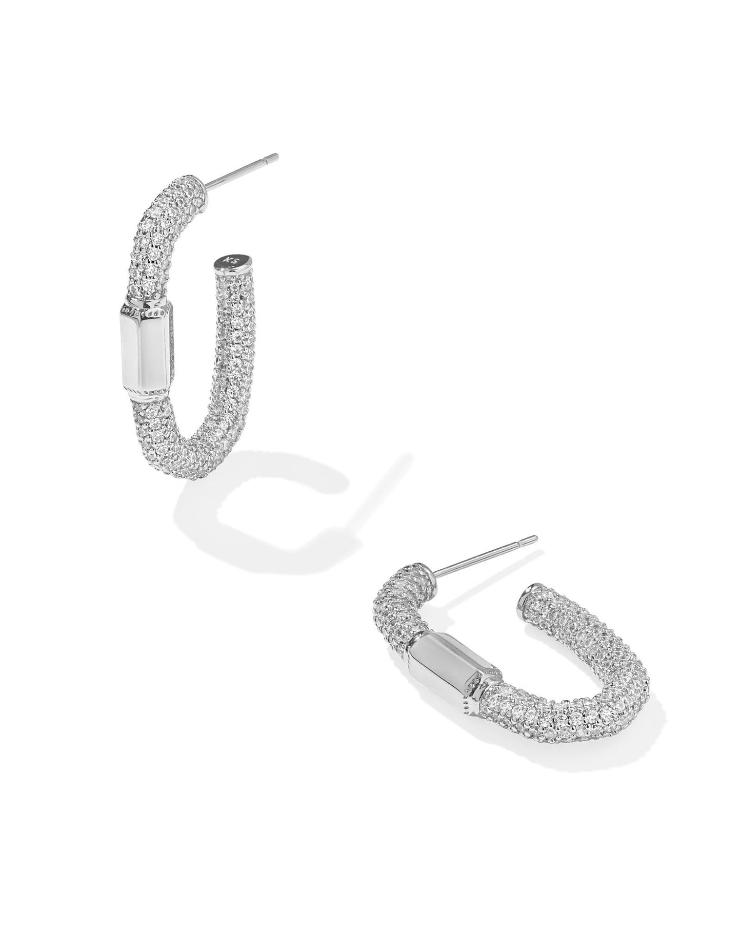 EMERY HOOP EARRINGS SILVER WHITE CRYSTAL