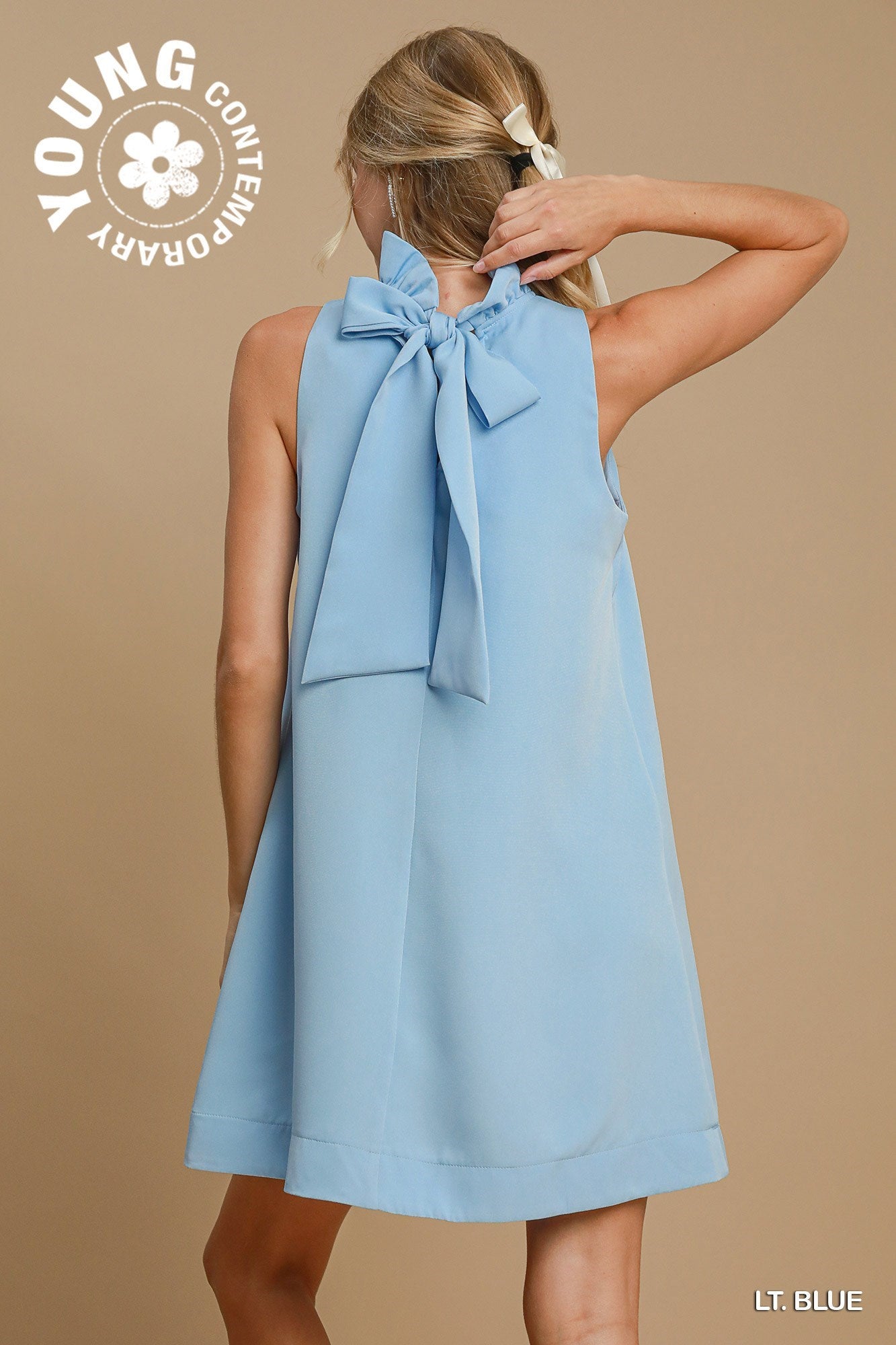 Back Bow Tie Swing Dress