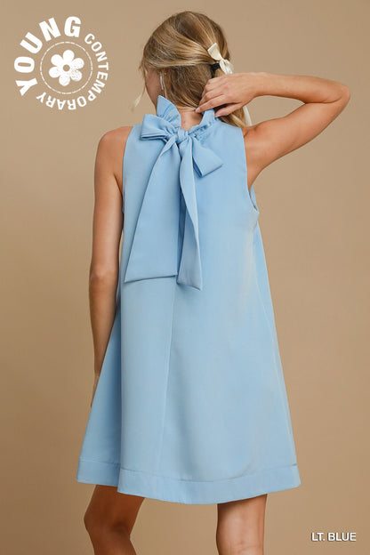 Back Bow Tie Swing Dress