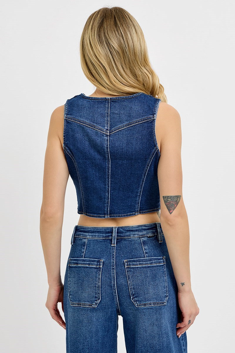 CROP DENIM VEST