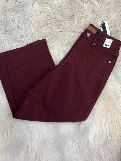 Burgundy wide leg cropped pants