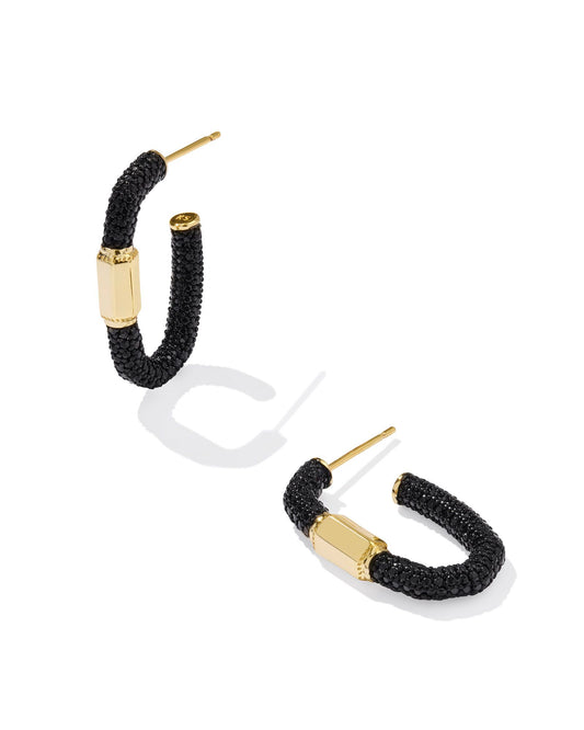 EMERY HOOP EARRINGS GOLD BLACK CRYSTAL